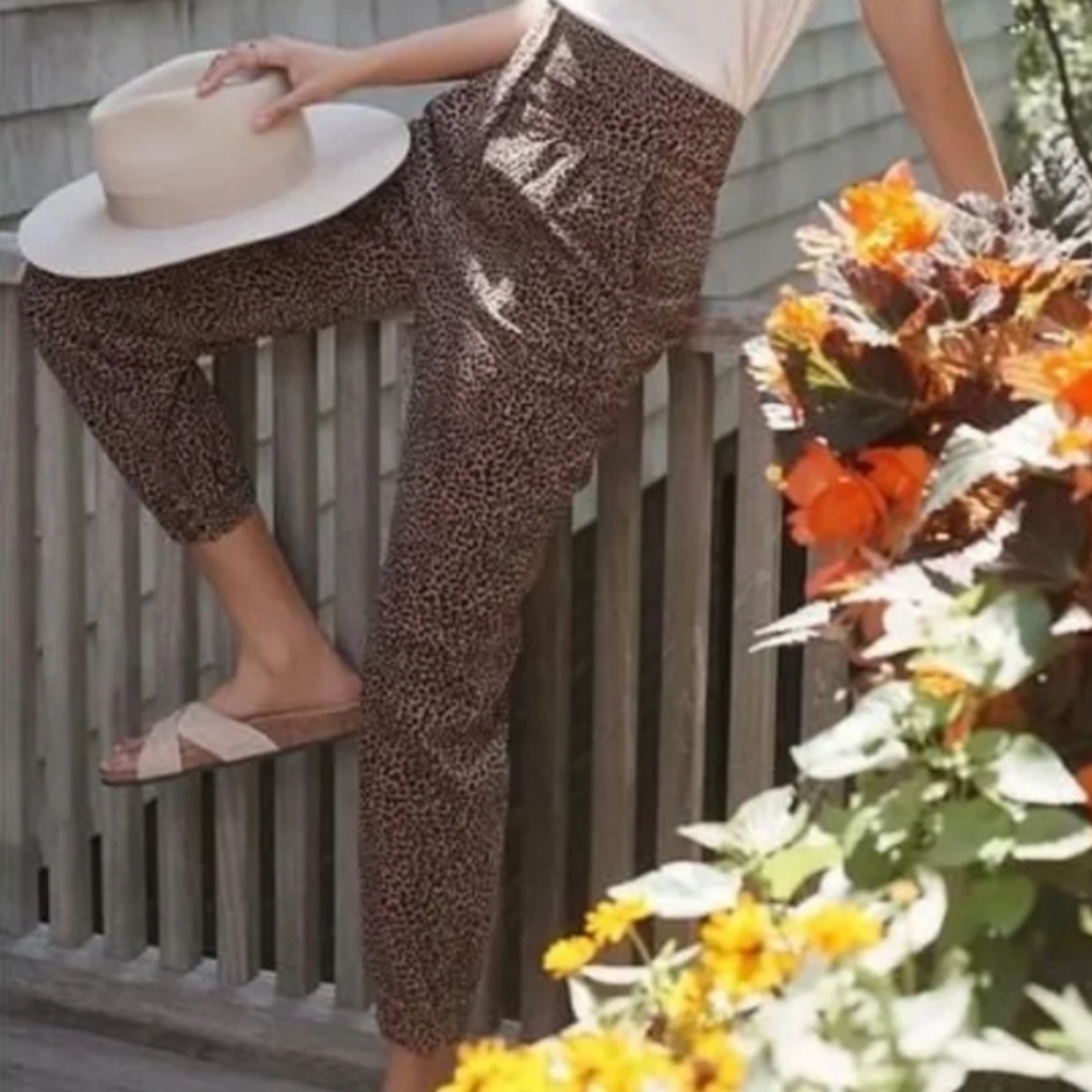 Anthropologie Kalea Corduroy Jogger Trouser Pants Size M Cheetah Brown Black - Picture 1 of 12